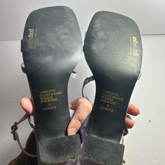 Vintage Y2K 2000s 90s square toe block he light purple high heels shoes 8 - Picture 6 of 8